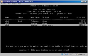 Slackware cfdisk write